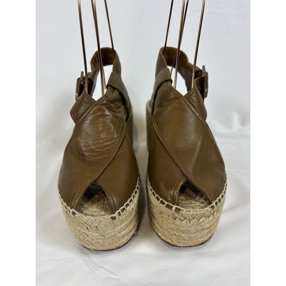 Celine Paris Espadrilles Wedges Platform Sandals Brown Leather Size 38 Buckle - Picture 16 of 16